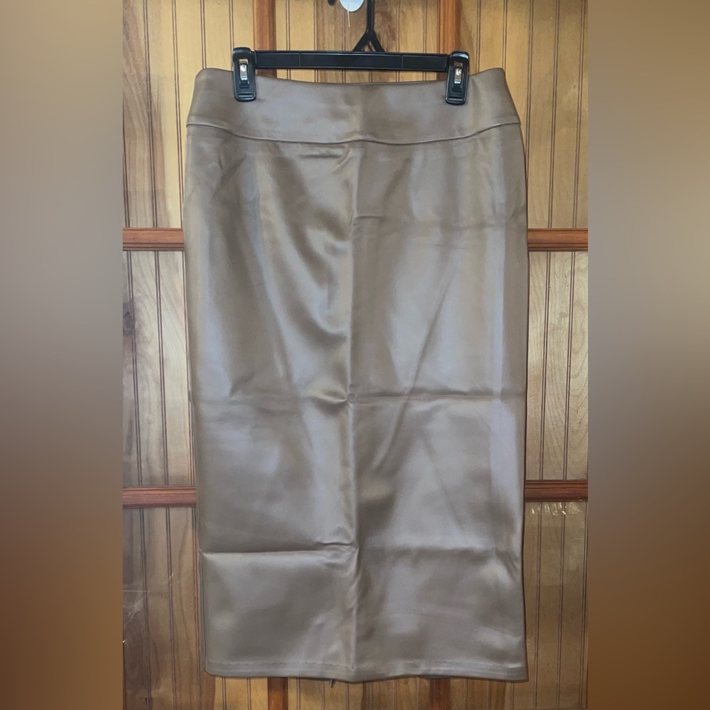 Elegant Tan Faux Leather Skirt